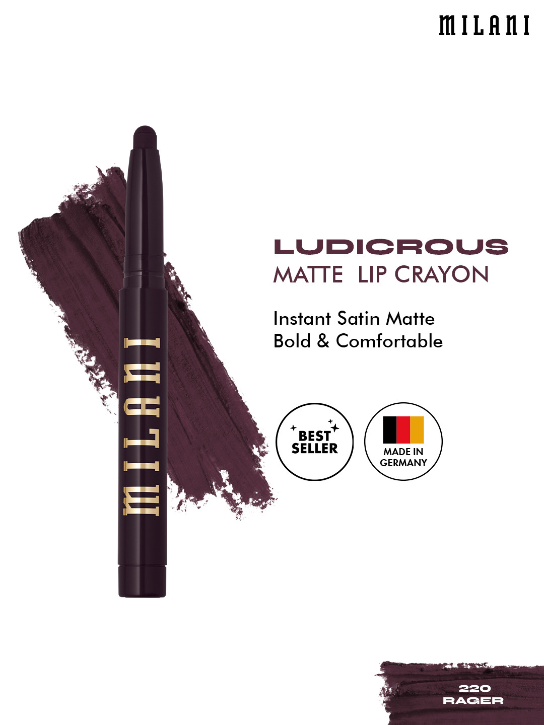 MILANI Ludicrous Matte Lip Crayon - Rager 220