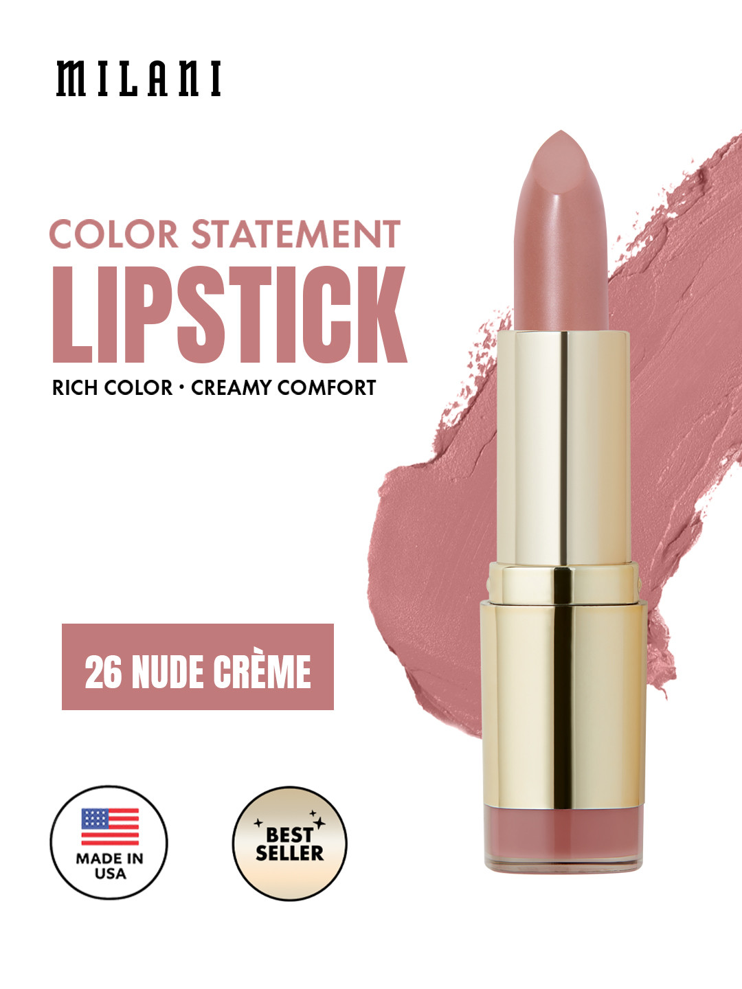 MILANI Color Statement Matte Lipstick with Vitamin A 3.97 g - Nude Creme 26