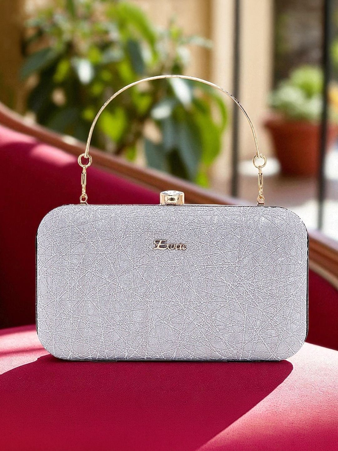 Exotic Grey Textured Party Box Clutch