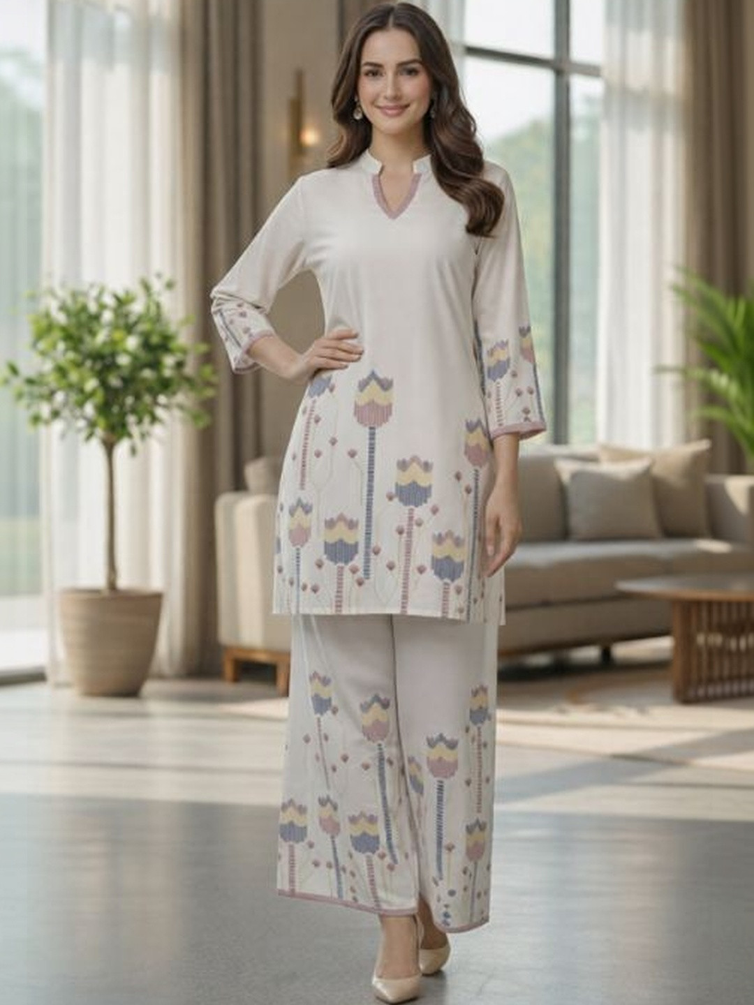 Moda Rapido Floral Cotton Printed Tunic with Palazzos