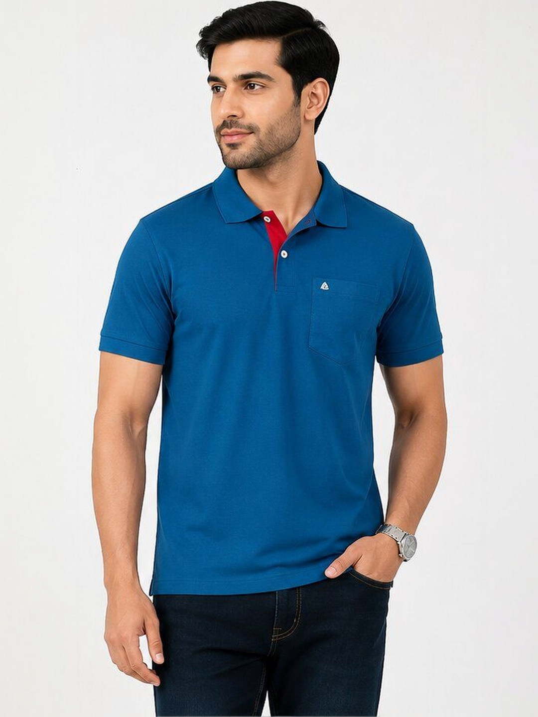Pierre Carlo Men Polo Collar Pockets T-shirt