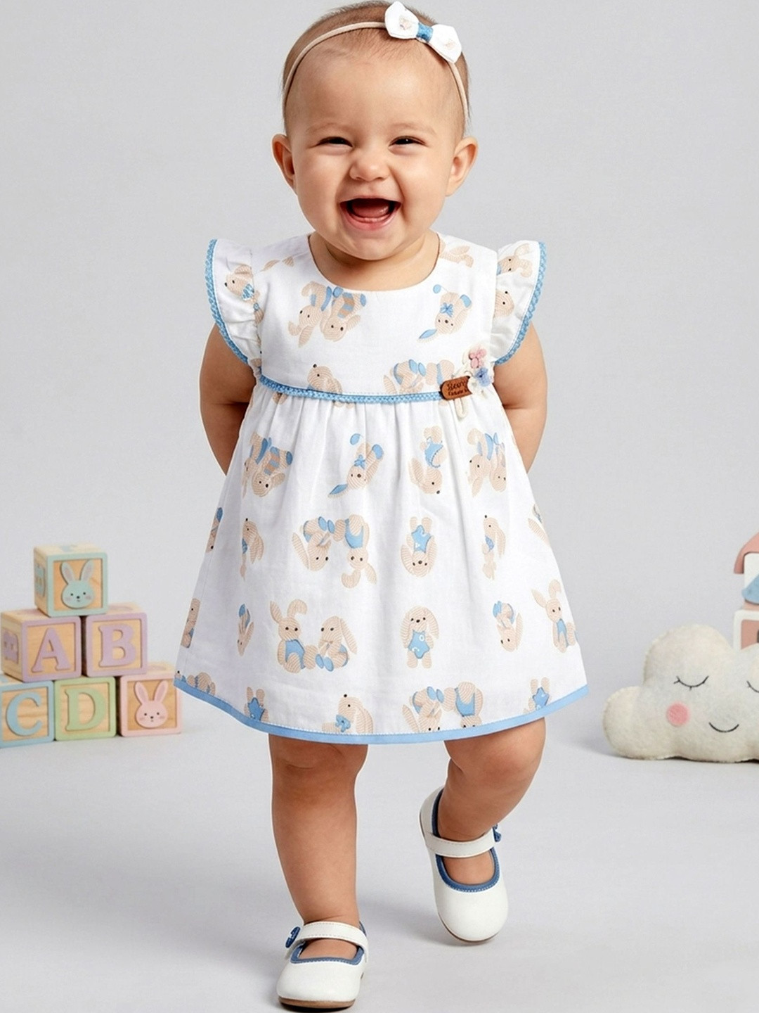 KINDLE Print Flutter Sleeve Fit & Flare Dress