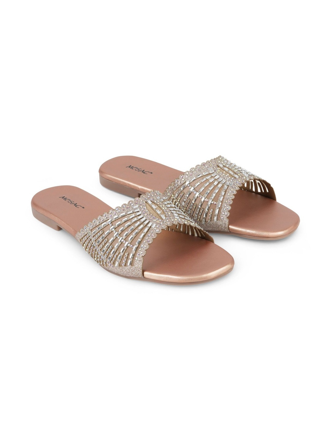 MOSAC Women Embellished Party Open Toe Flats