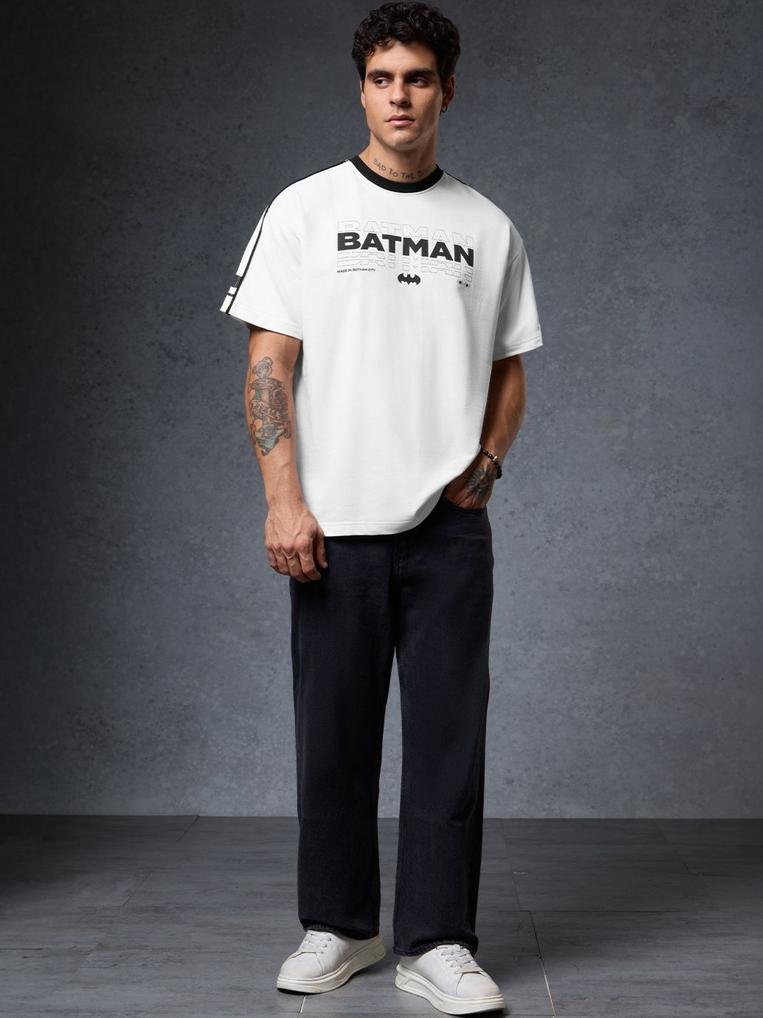 The Souled Store Men Oversized Batman White Tshirts