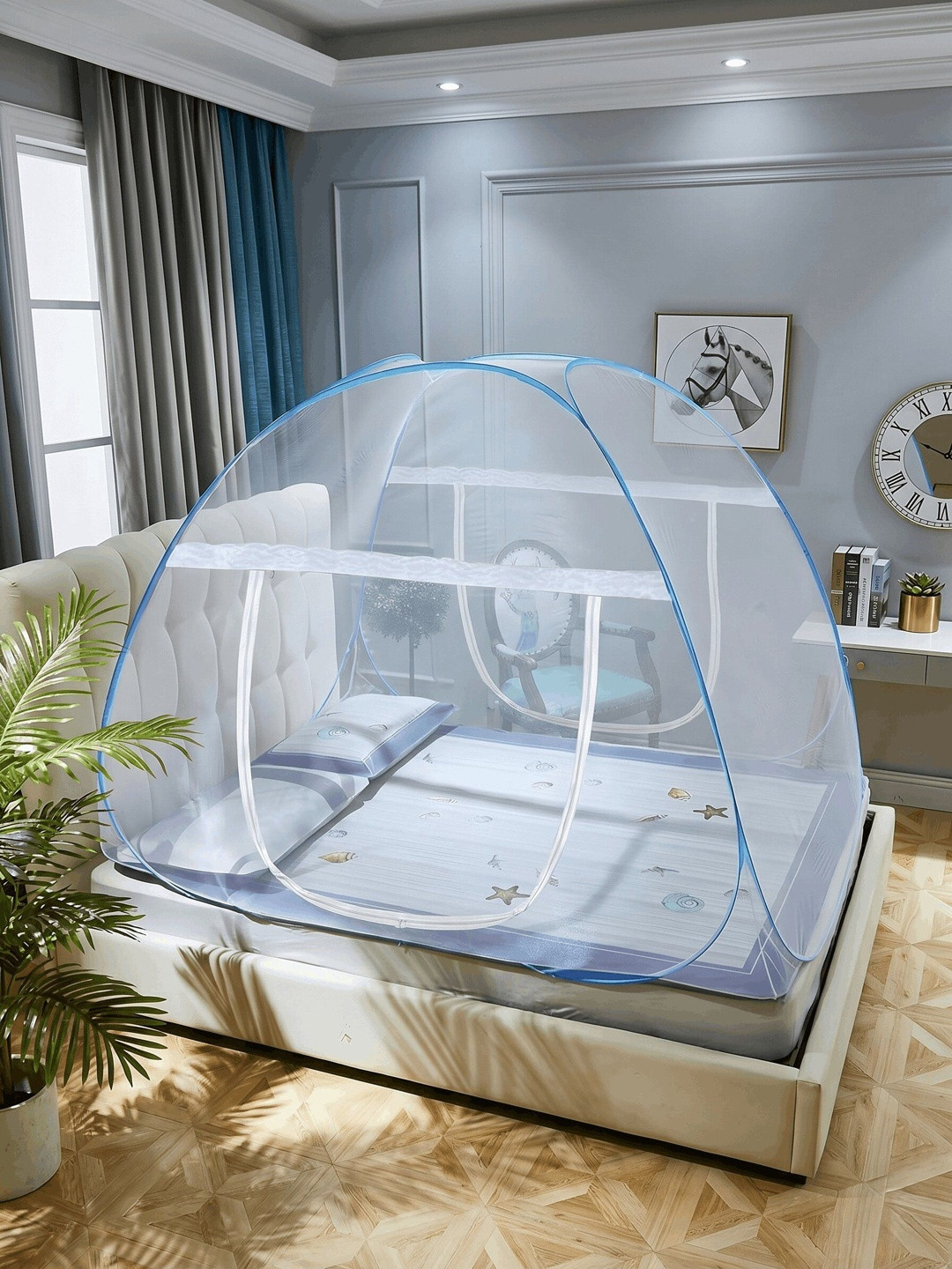 CATRON Blue & White King Size Tent Mosquito Net