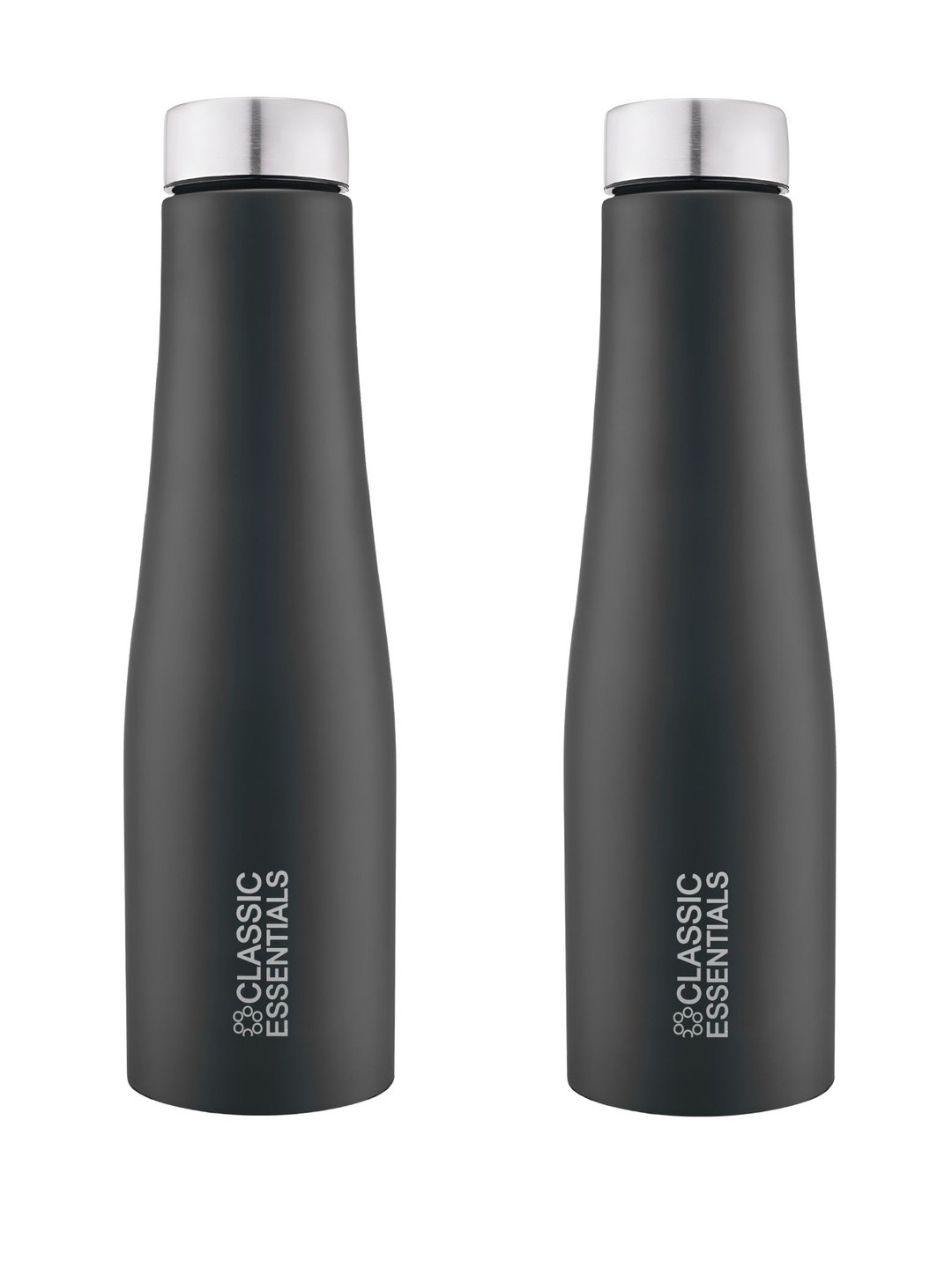 Classic Essentials Puro Black 2 Pcs Printed Stainless Steel Water Bottles 1 L Each