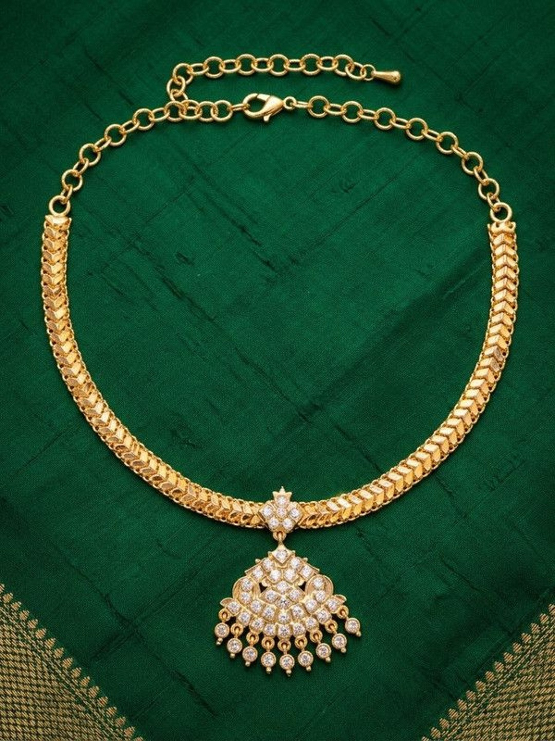 Talish Gold-Plated American Diamond Necklace and Earrings