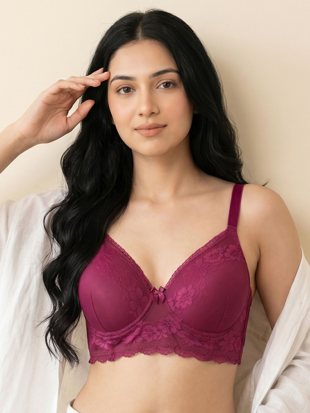 Intimist Cotton Padded Bonded Lace Bra