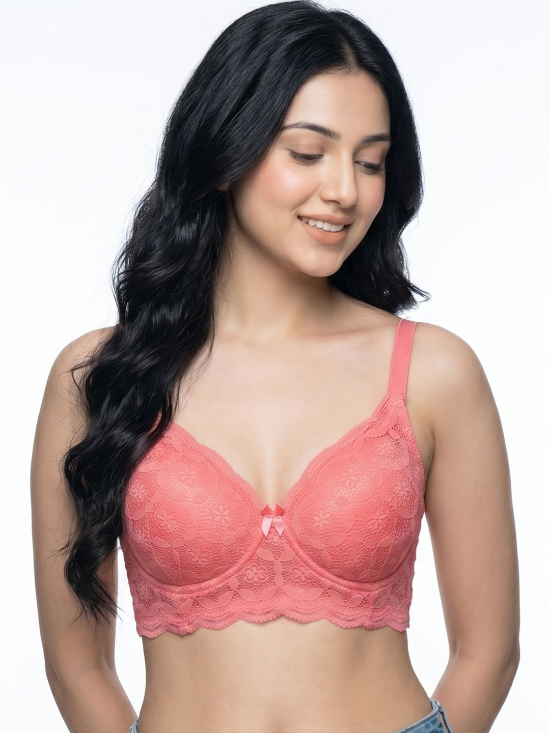 Intimist Cotton Padded Bonded Lace Bra