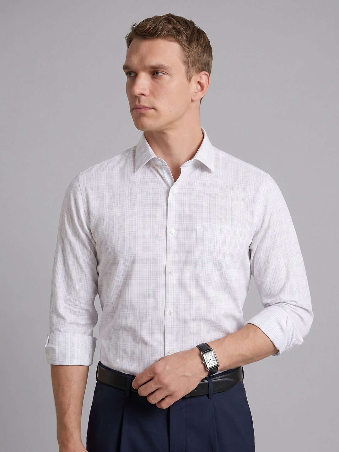 Arrow Slim Fit Checked Cutaway Collar Formal Shirt