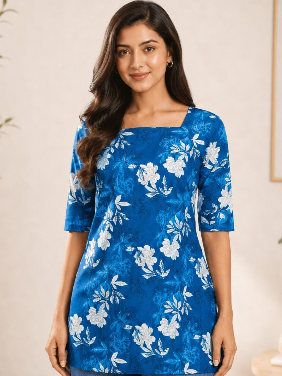 HARIKS Square Neck Printed Tunic