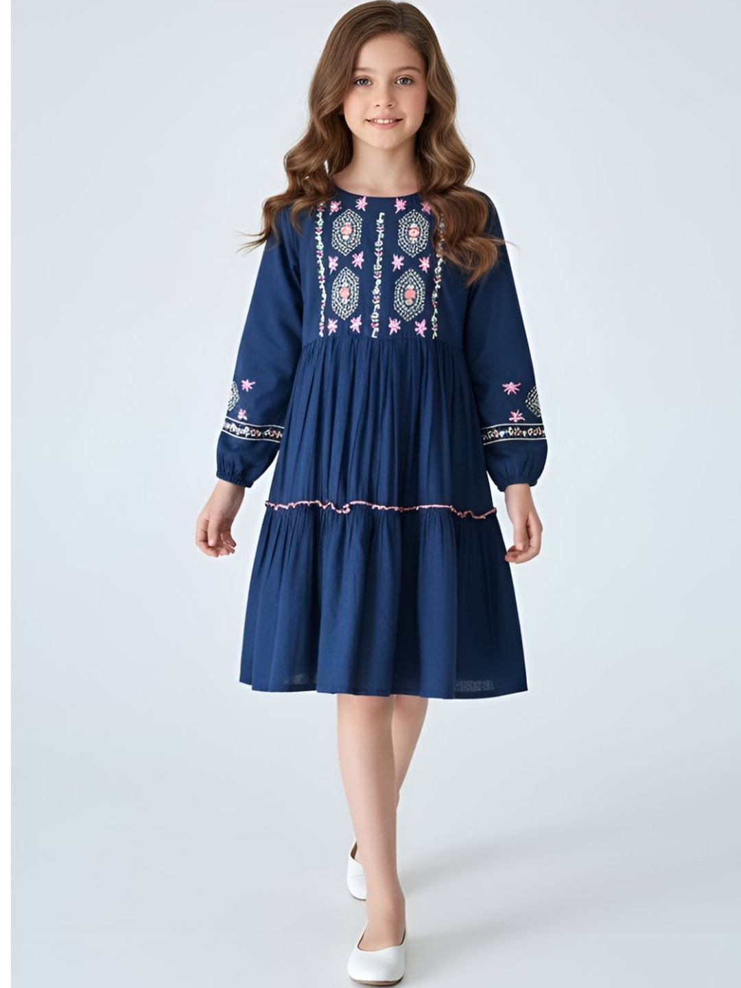 Sangria Embroidered Fit & Flare Dress