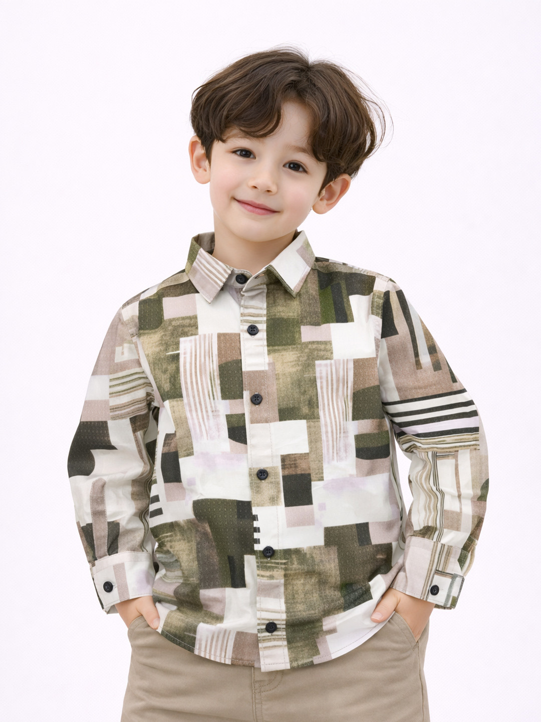 HERE&NOW Unisex Kids Printed Casual Shirt