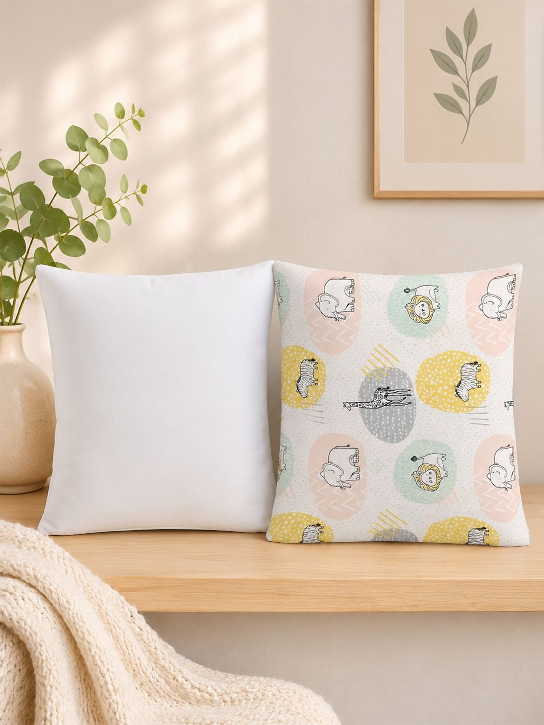 Portico Infants Yellow 1 Pillow & 1 Pillow Cover Printed Cotton Lightweight Baby Pillows