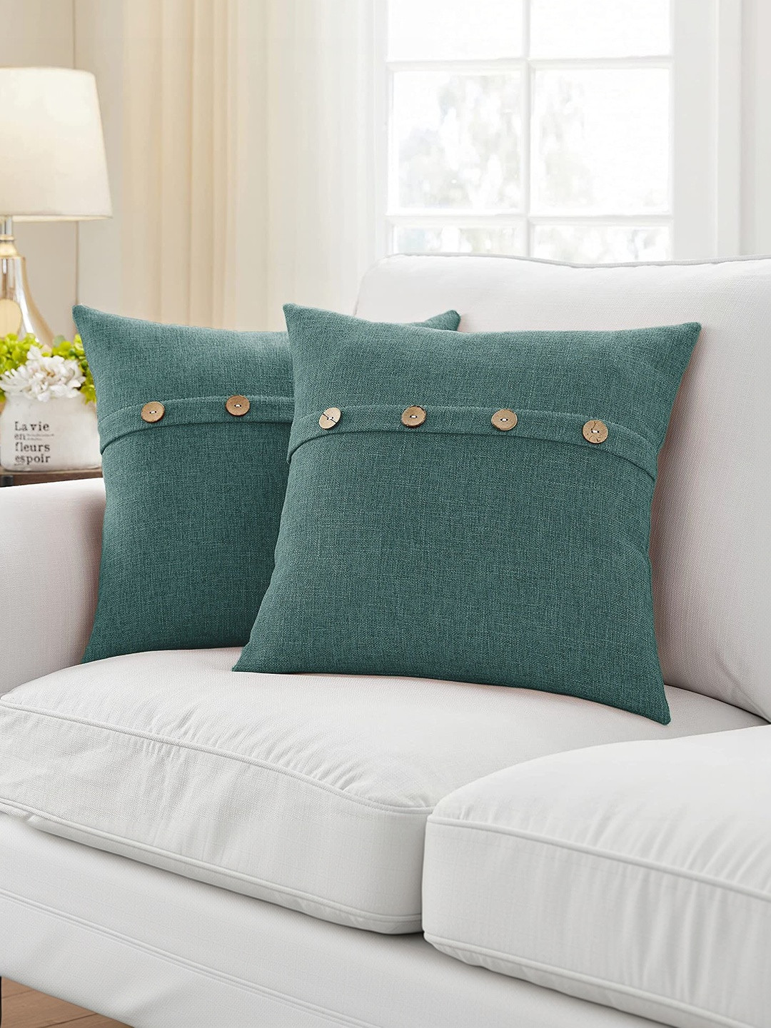 Khooti Green Set of 2 Square Cushion Covers