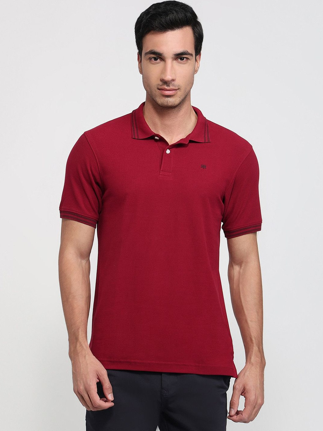 Raymond Men Brand Logo Polo Collar Pure Cotton Pockets Slim Fit T-shirt