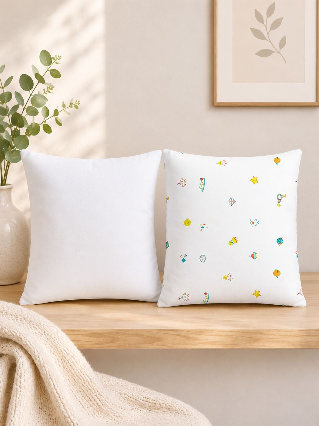 Portico White 1 Pillow & 1 Pillow Cover Fibre Filled Cotton Lightweight Baby Pillow