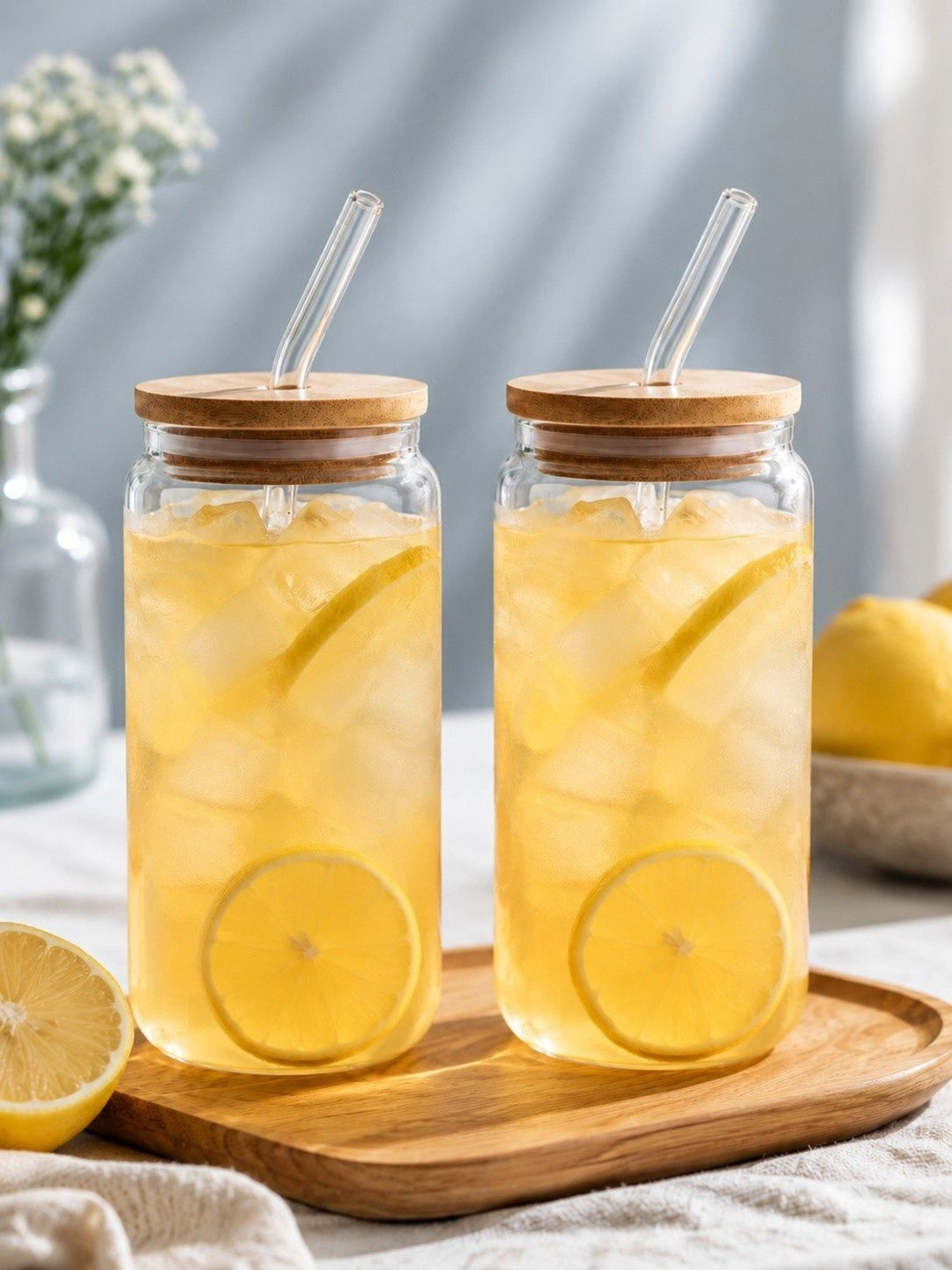 PrimeWorld Transparent & Transparent Set of 2 Glass Solid Water Bottle