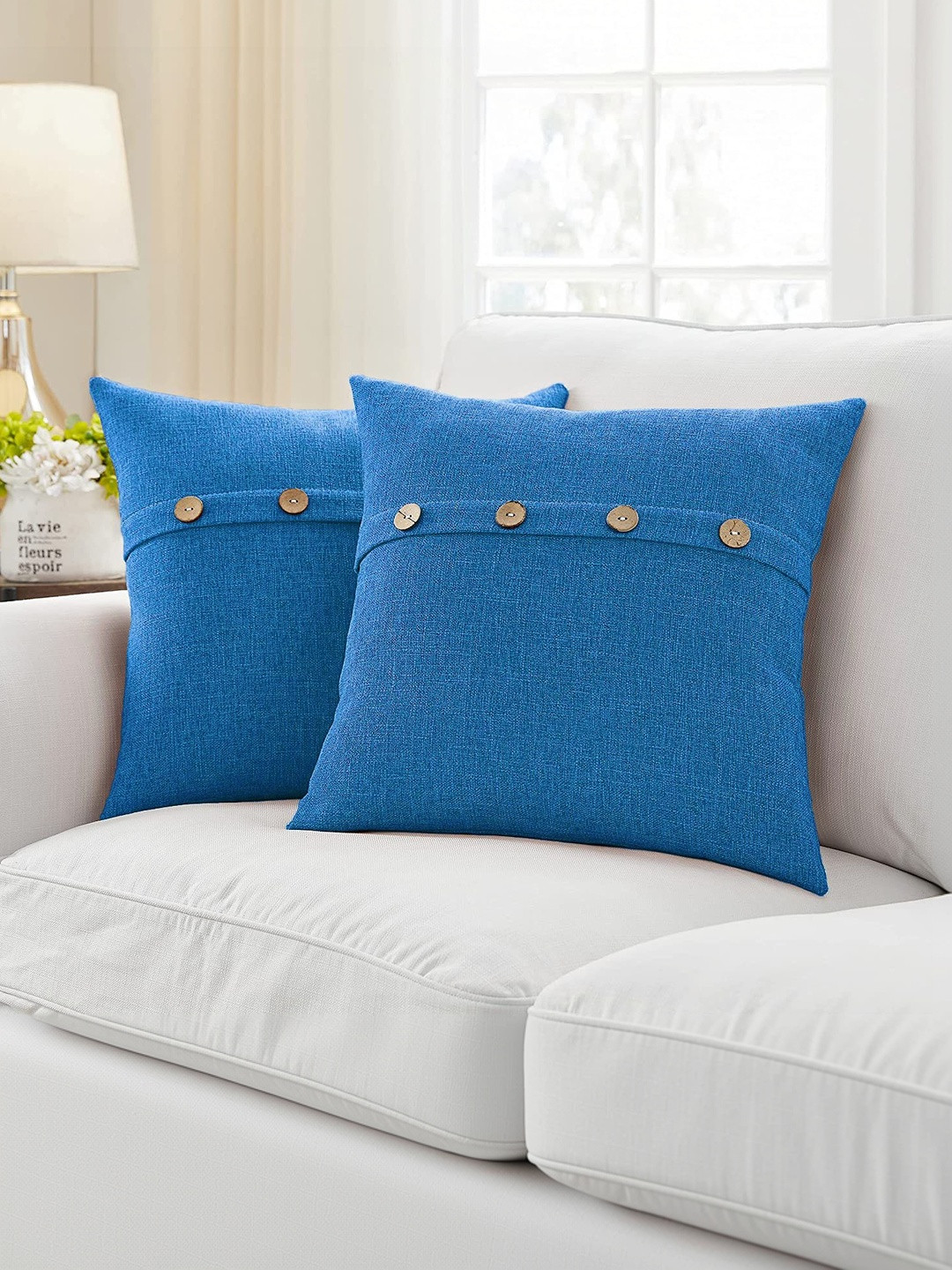Khooti Blue Set of 2 Square Cushion Covers