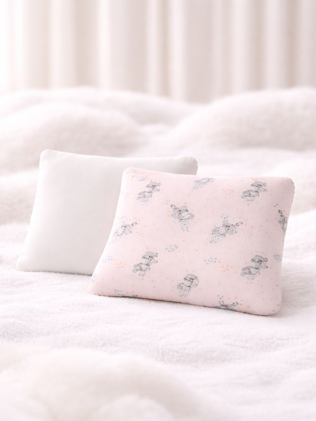 Portico White & Grey 1 Pillow & 1 Pillow Cover Fibre Cotton Lightweight Baby Pillows