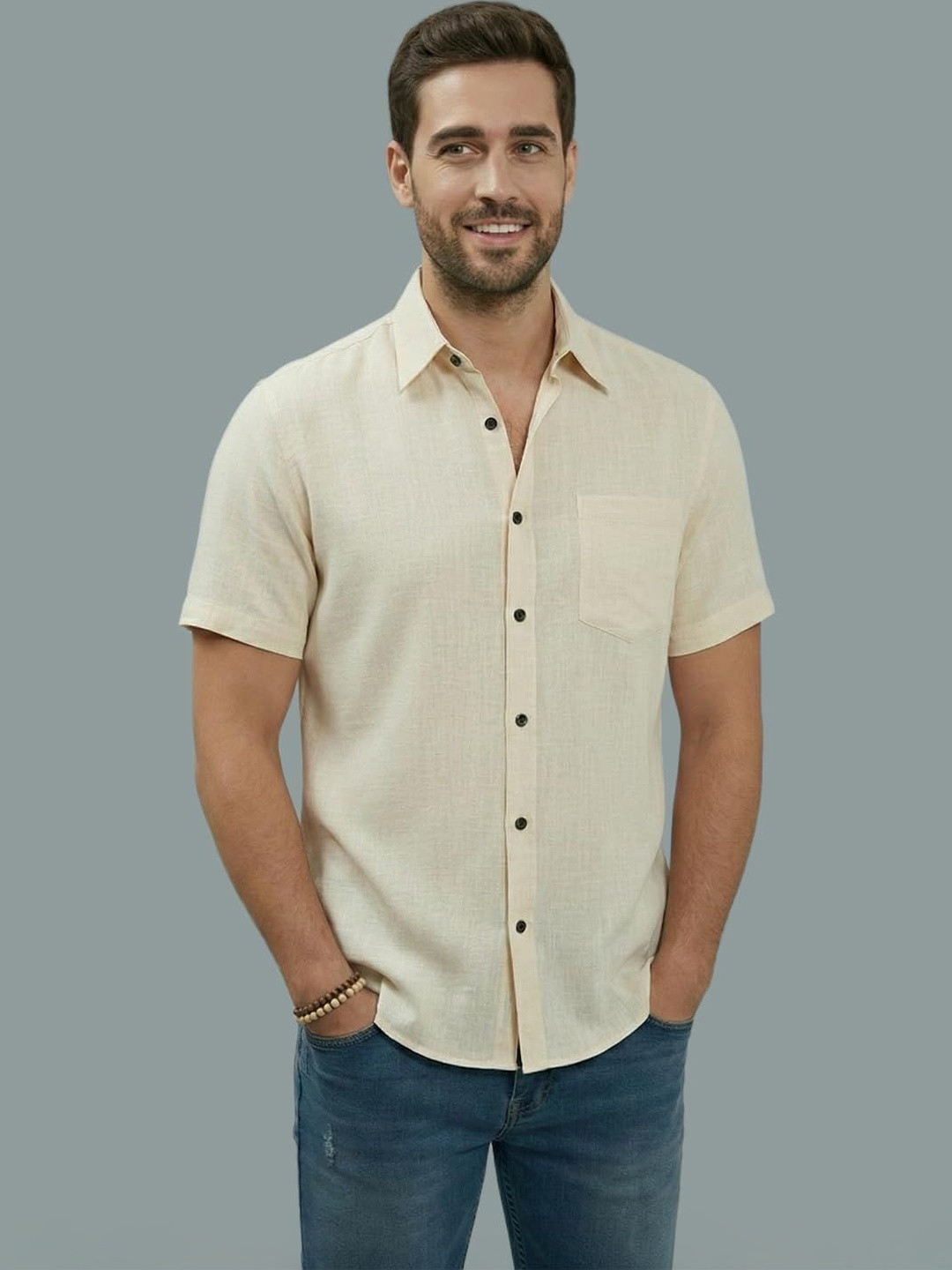 Indirae Men Smart Slim Fit Casual Shirt