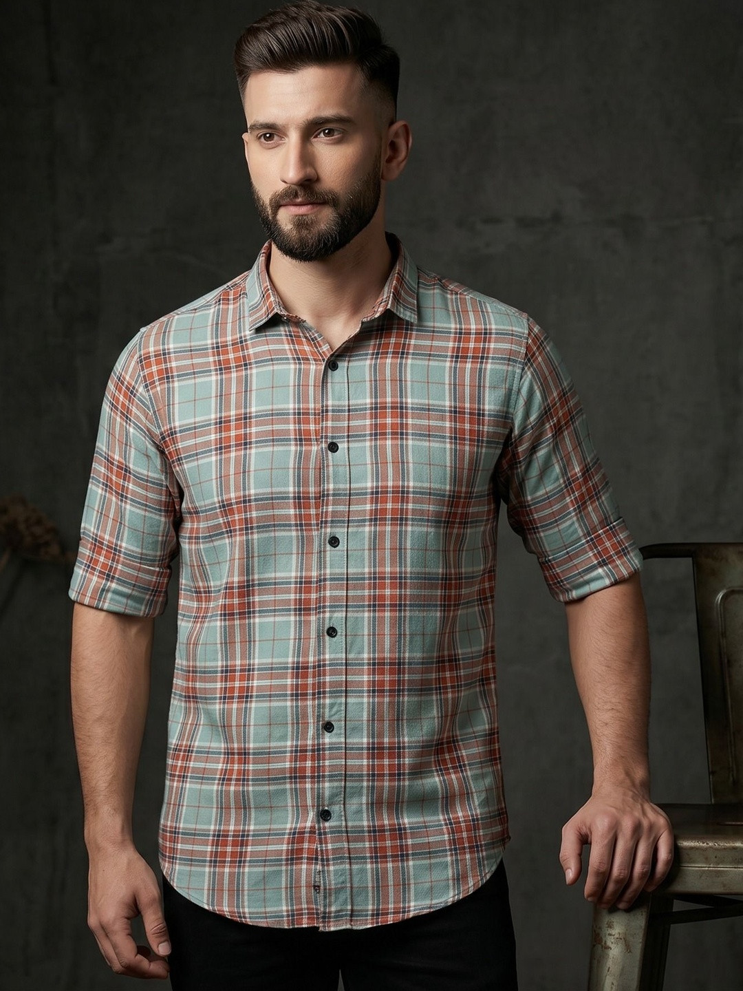 Blezza Men Tartan Checks Checked Casual Shirt