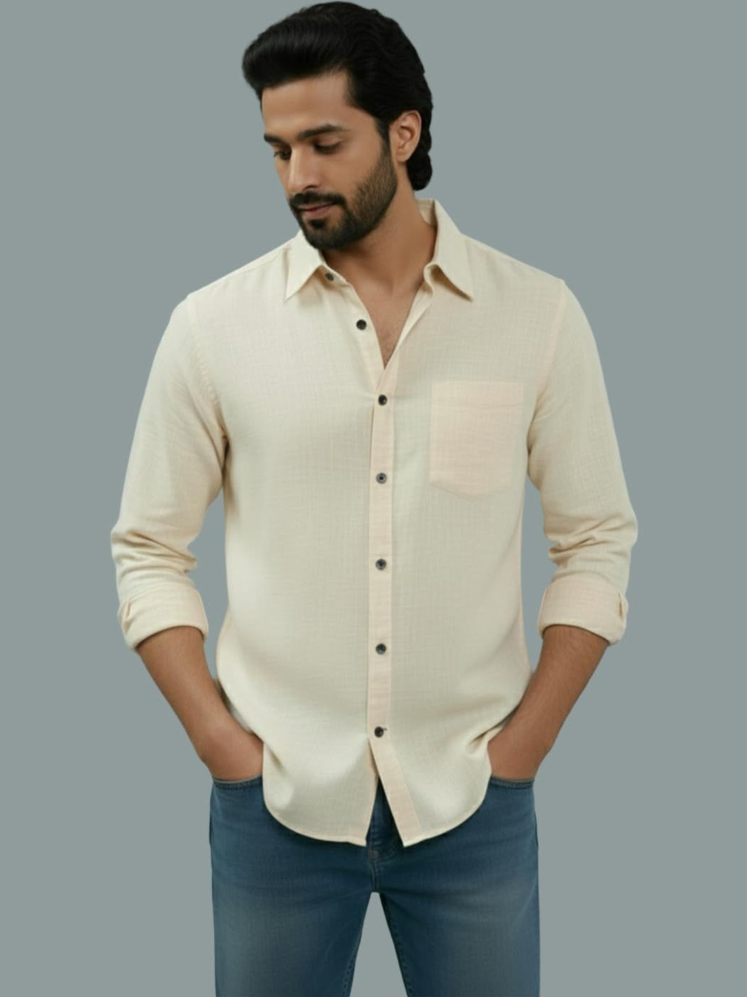 Indirae Men Smart Slim Fit Casual Shirt
