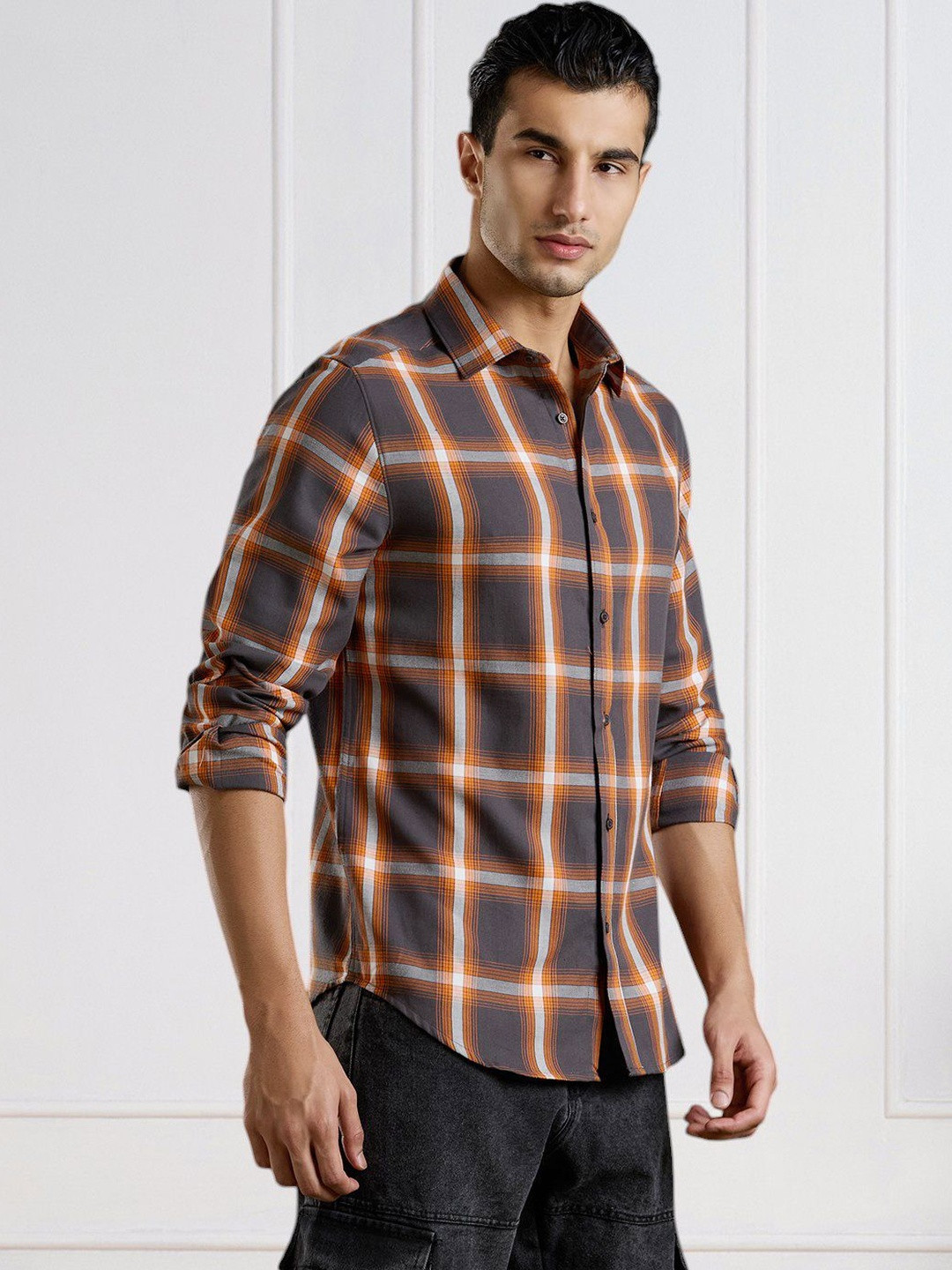 Mast & Harbour Mens Tartan Checks Regular Fit Casual Shirt