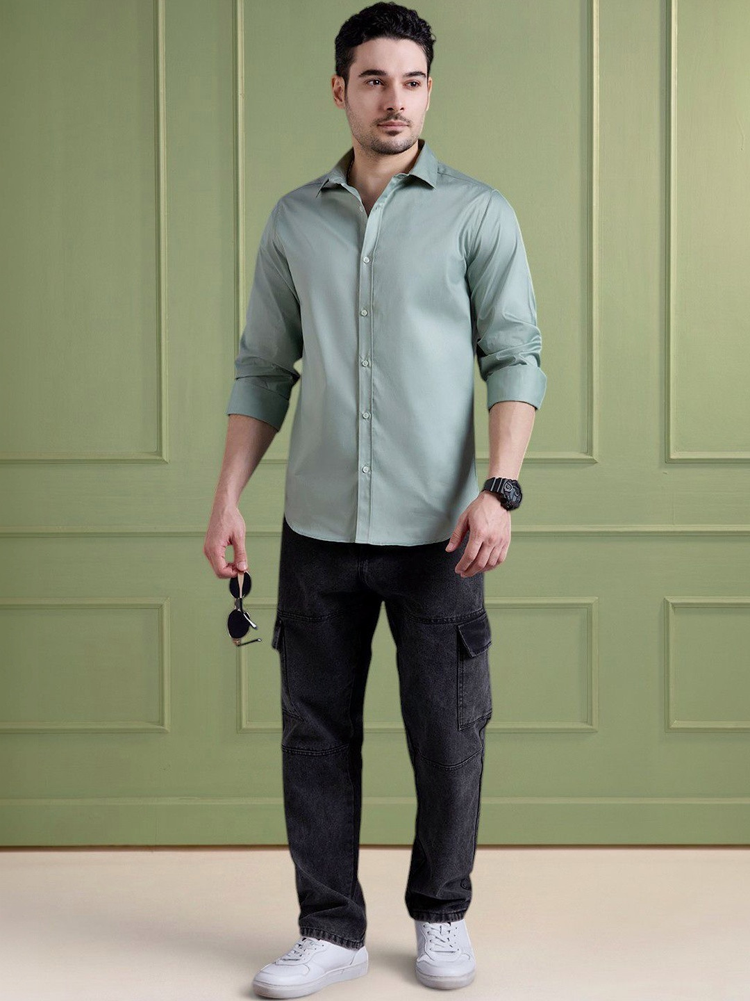 Mast & Harbour Mens Solid Regular Fit Casual Shirt