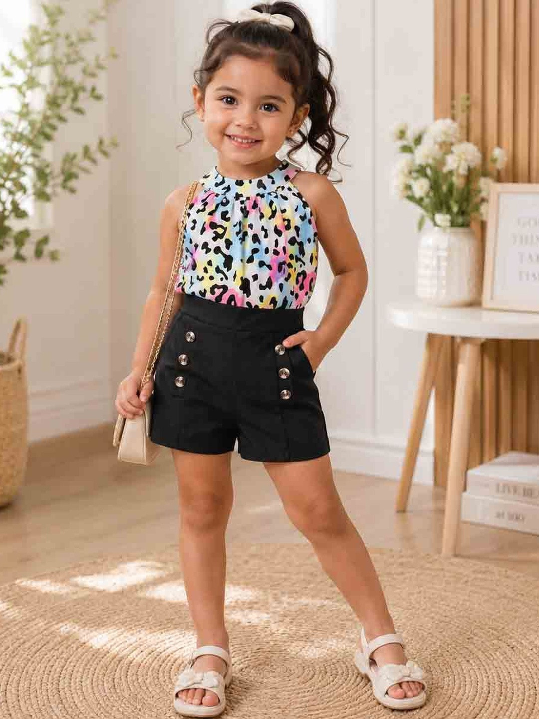 Parasense Girls Printed Top with Shorts