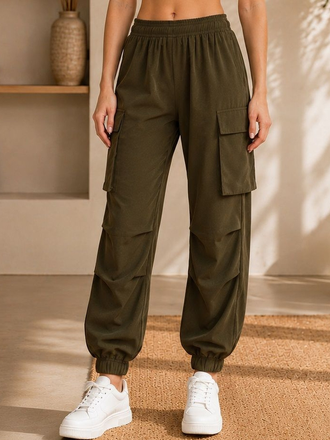 KASHIANXSTYLE Women Comfort High-Rise Cargos Trousers