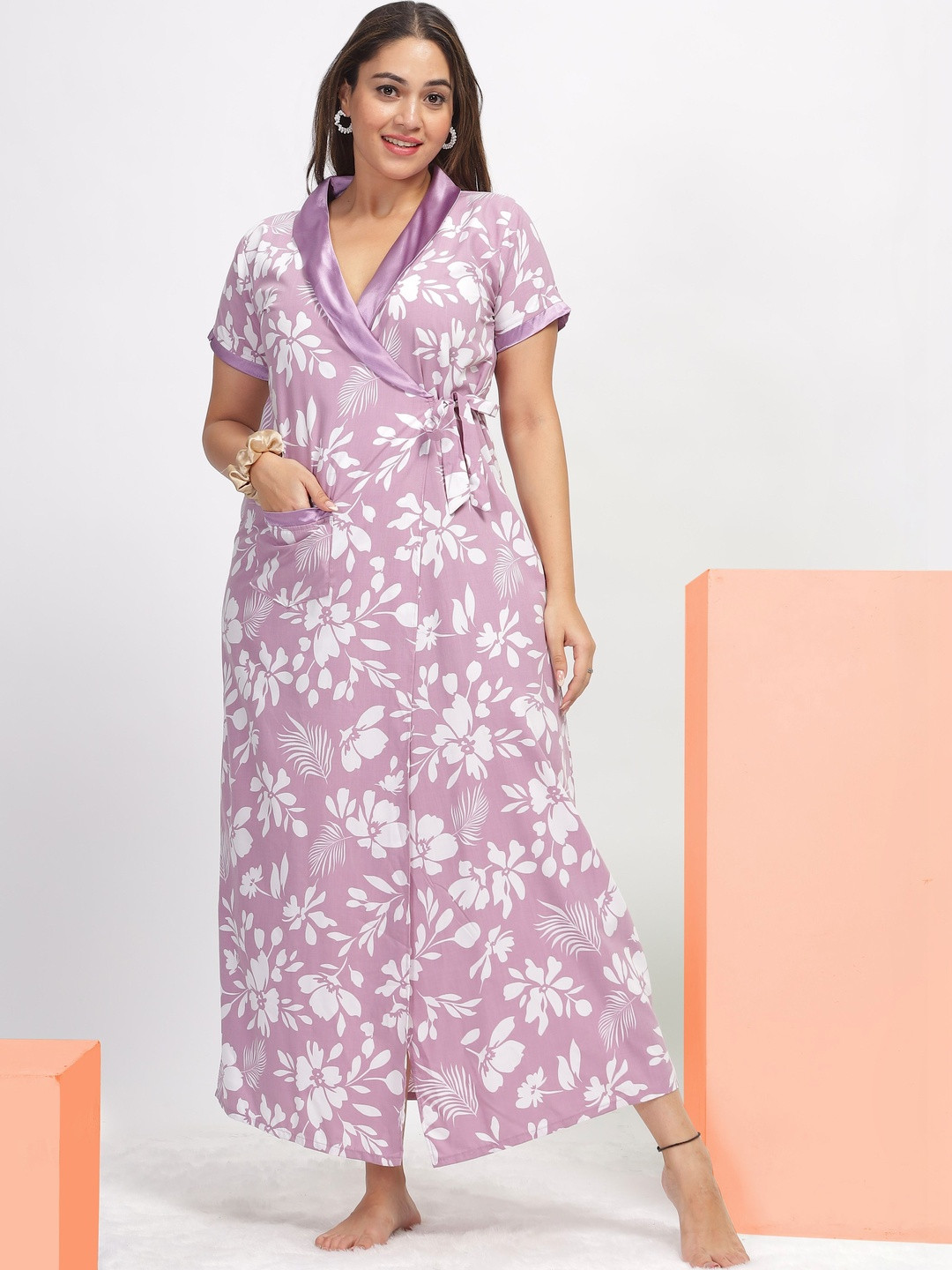 9shines Label Printed Maxi Nightdress