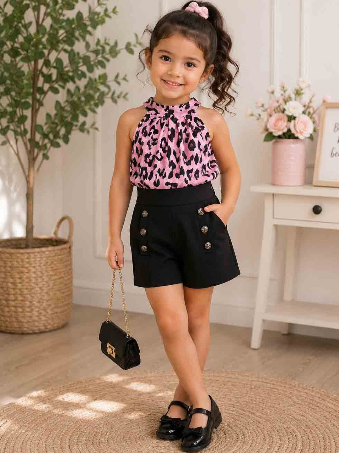 Parasense Girls Printed Top with Shorts