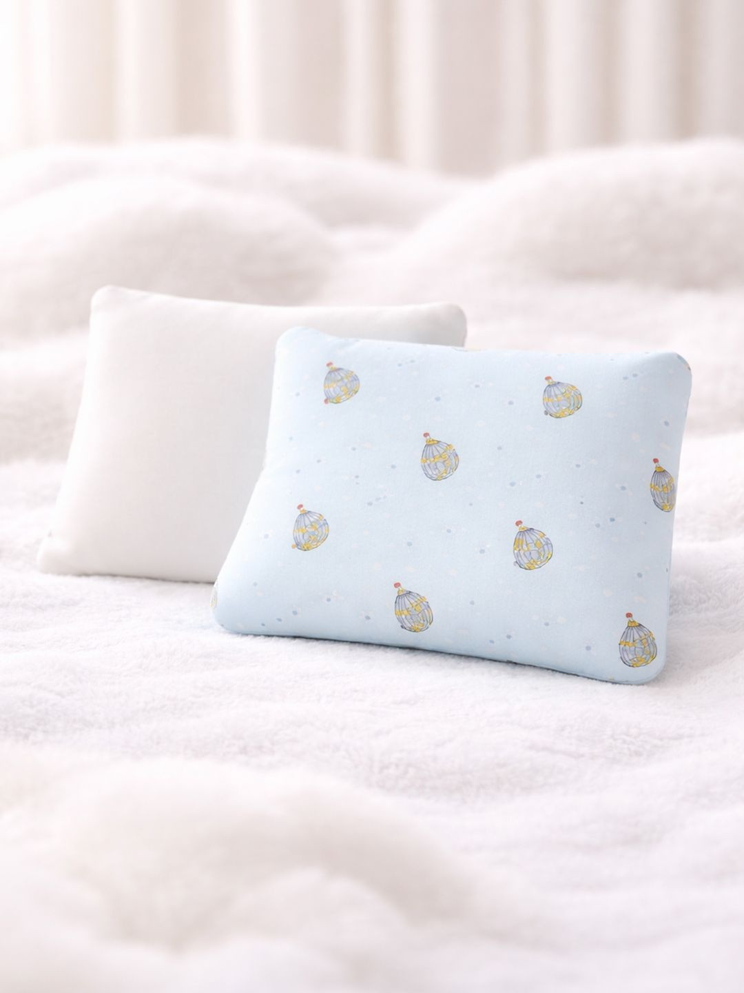 Portico Blue 1 Pillow & 1 Pillow Cover Fibre Cotton Lightweight Baby Pillow