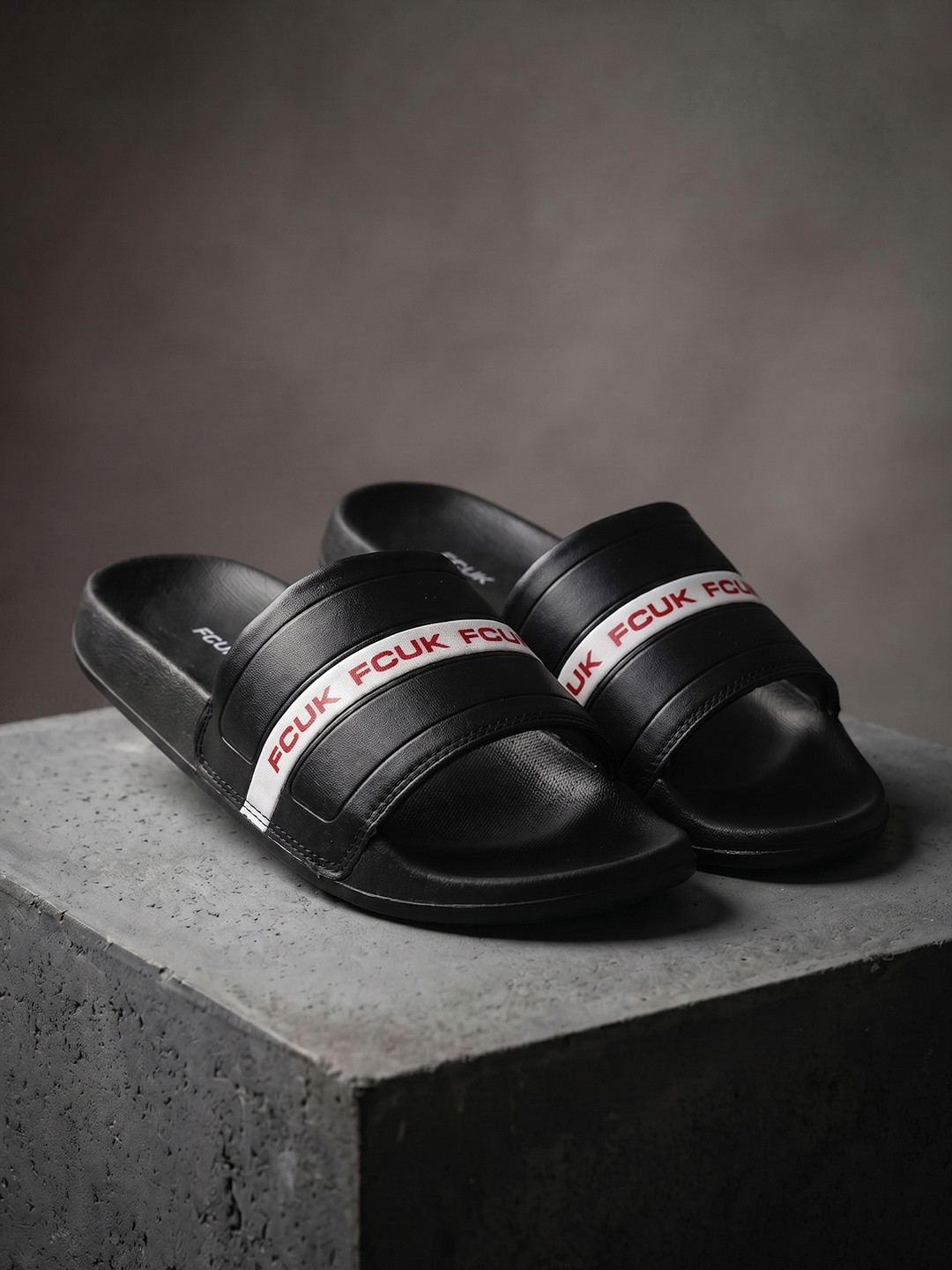 FCUK Men Brand Logo Printed Sliders