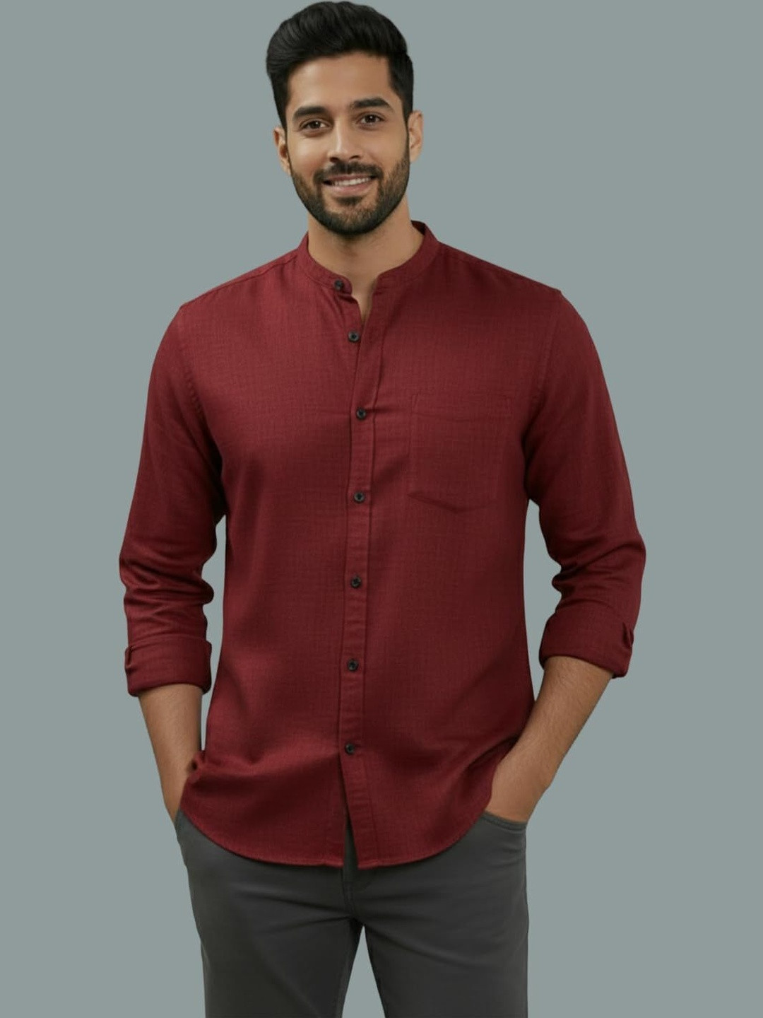 Indirae Men Smart Slim Fit Casual Shirt