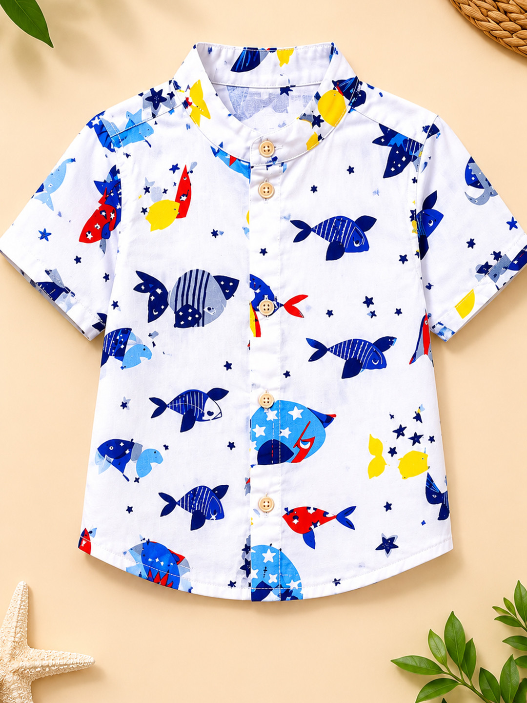 DANGAR Unisex Premium Fit Conversational Printed Mandarin Collar Casual Shirt