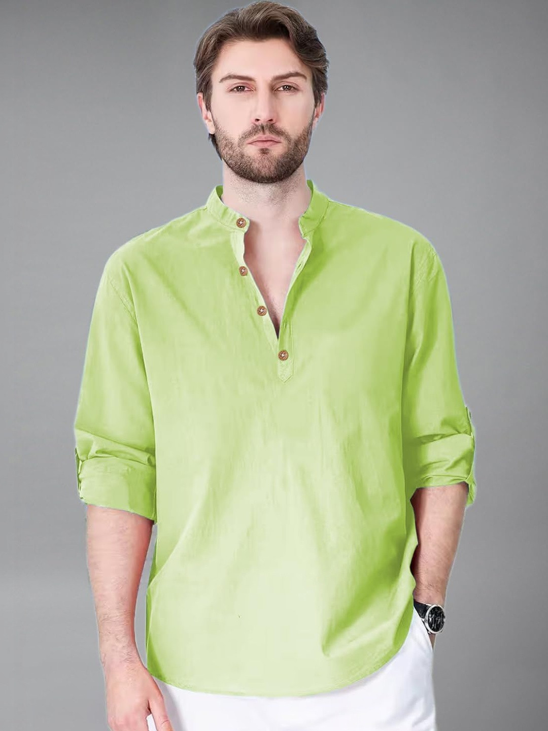 Indirae Men Mandarin Collar Kurta