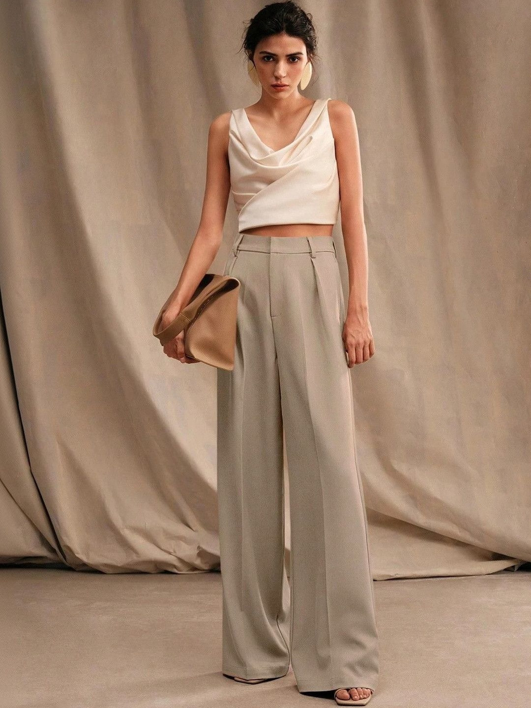 Stylecast X Kotty Women Loose Fit High-Rise Formal Wide Leg Trousers