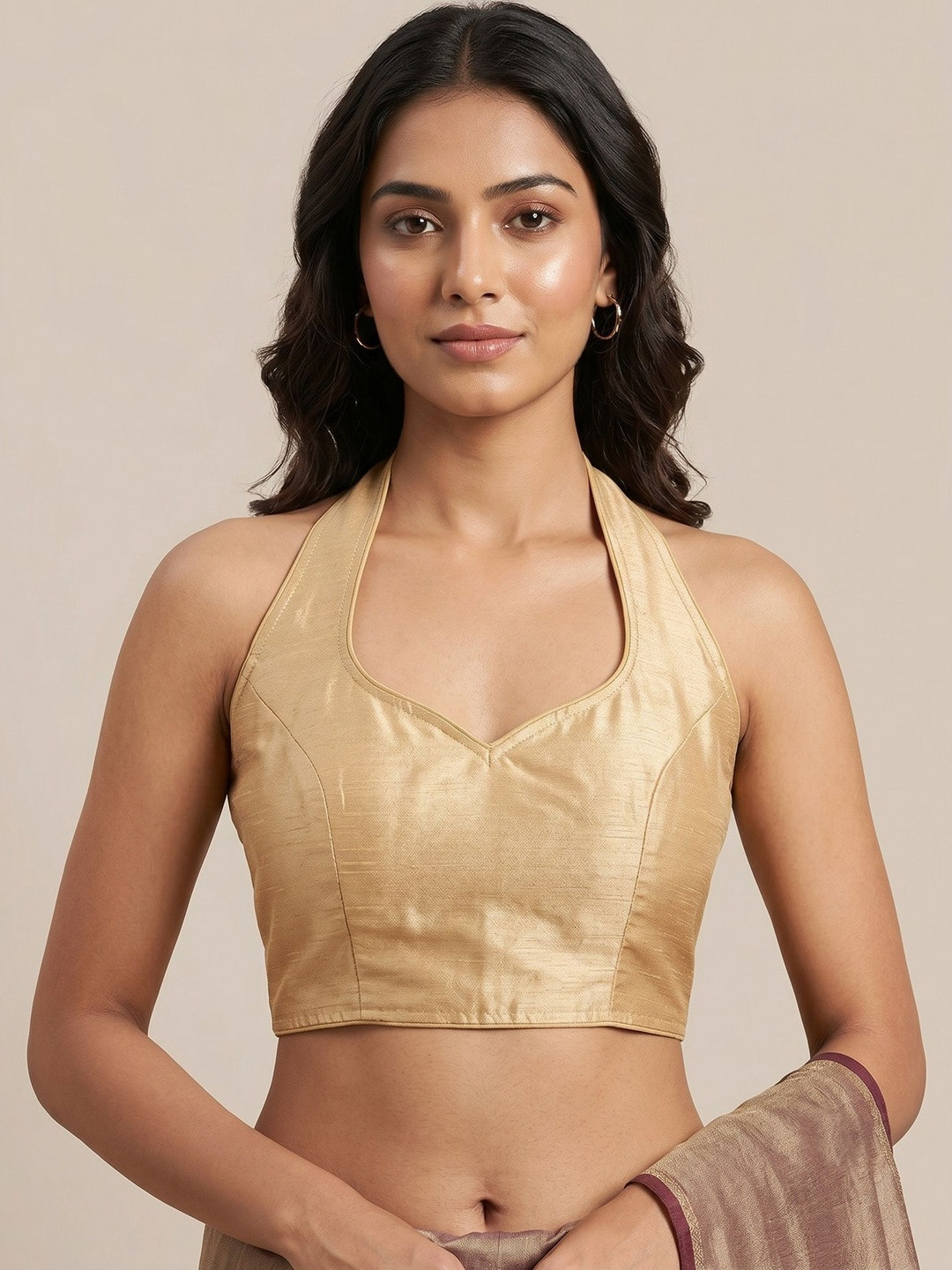 Trendzmy Cotton Blend Solid Saree Blouse