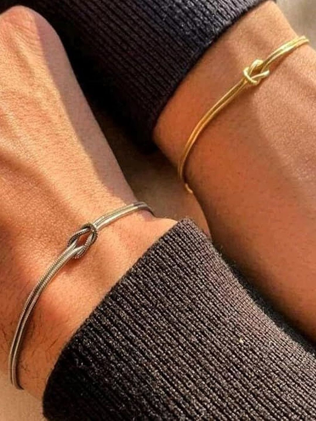 JEWILLEY Men Set Of 2 Stainless Steel Silver-Plated Multistrand Bracelets