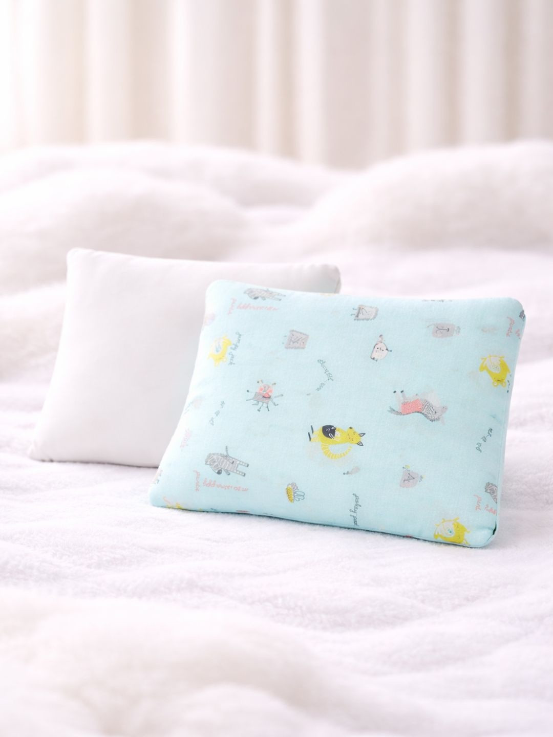 Portico Infants Kids Blue 1 Pillow & 1 Pillow Cover Fibre Cotton Lightweight Baby Pillows