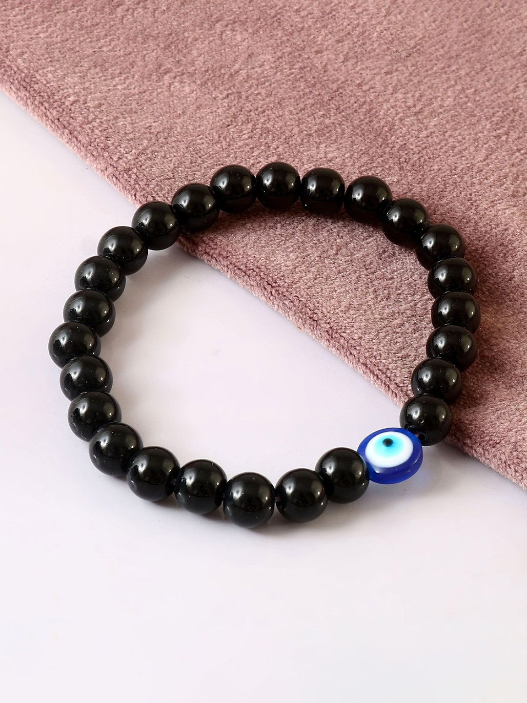 Jewar Mandi Unisex Artificial Beaded Elasticated Evil Eye Charm Bracelet