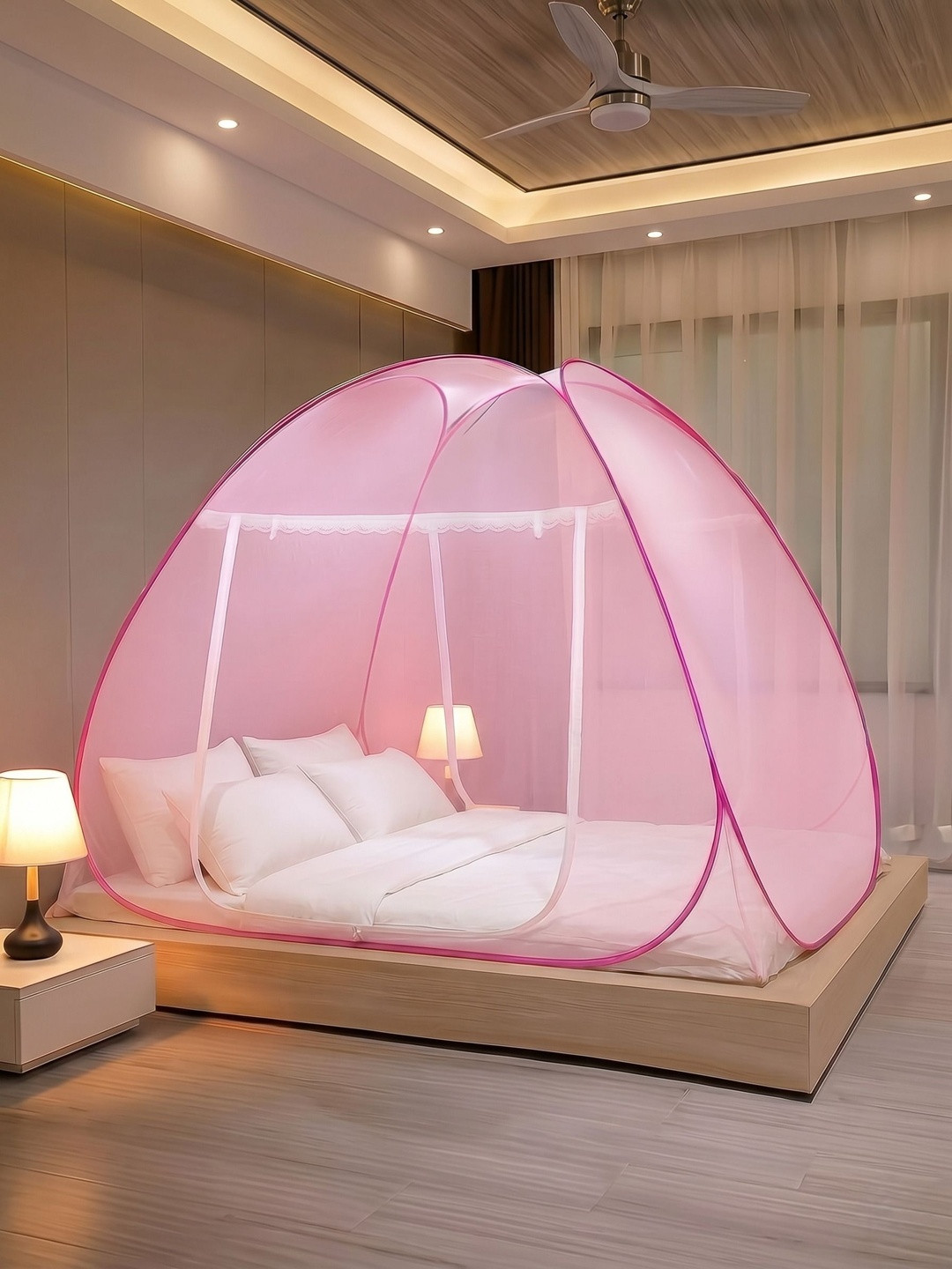 CATRON Pink & Pink King Size Tent Mosquito Net