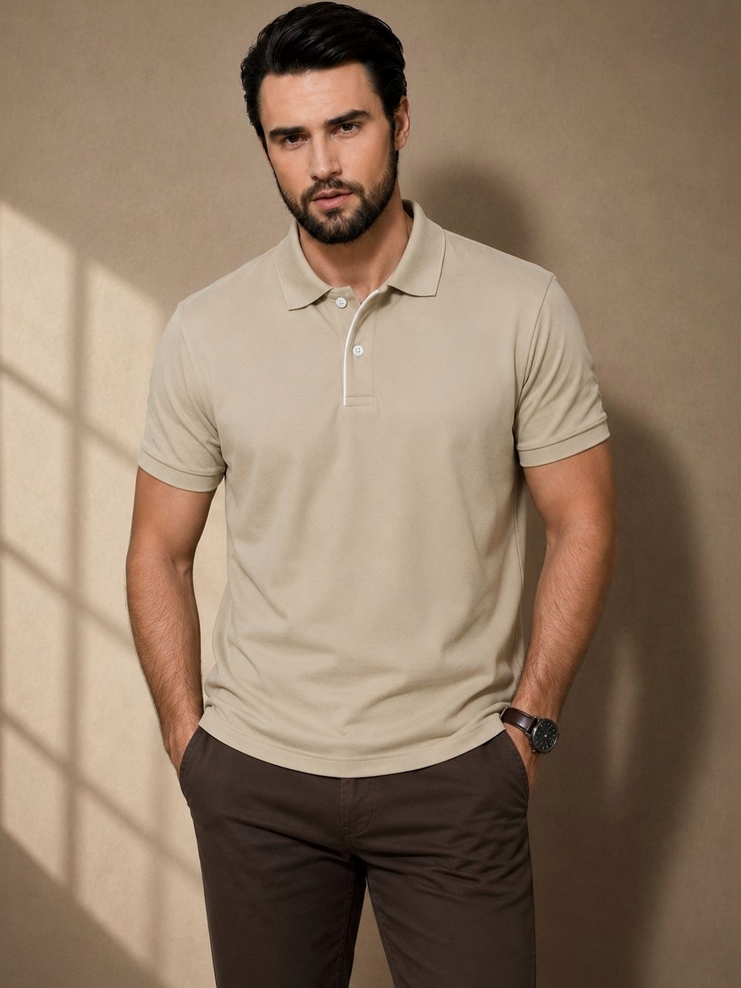 FEVERFEW Men Polo Collar T-shirt