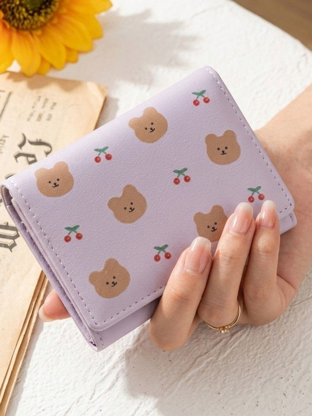 HotGown Women Printed Embellished PU Three Fold Wallet