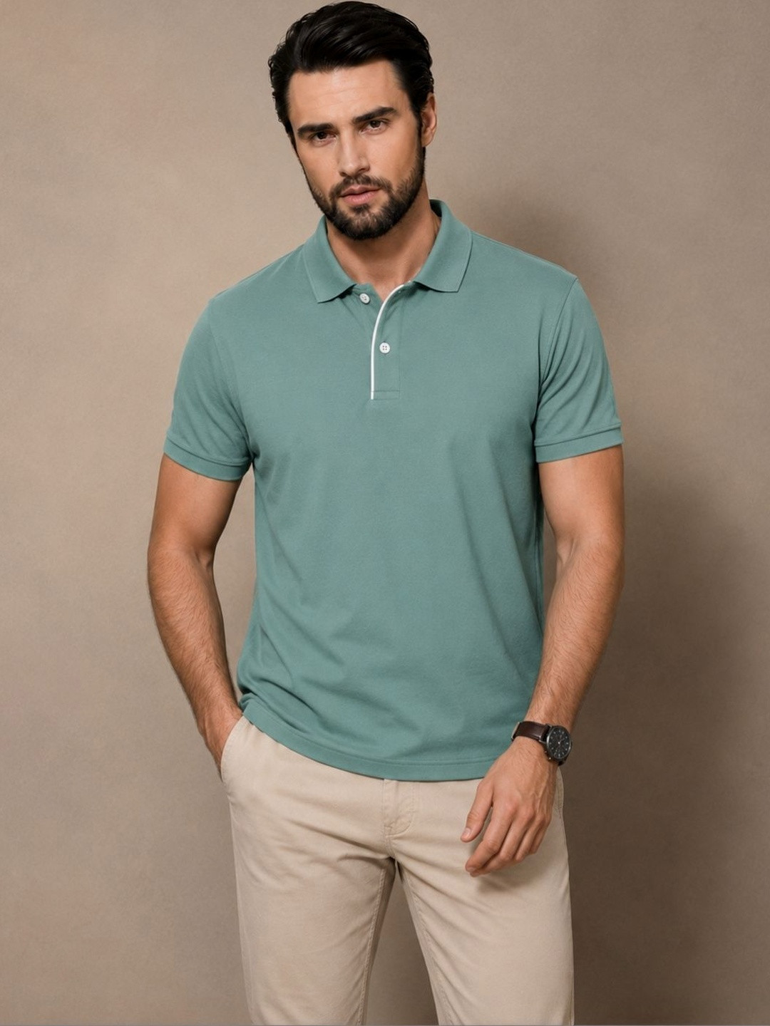 FEVERFEW Men Polo Collar Pockets T-shirt