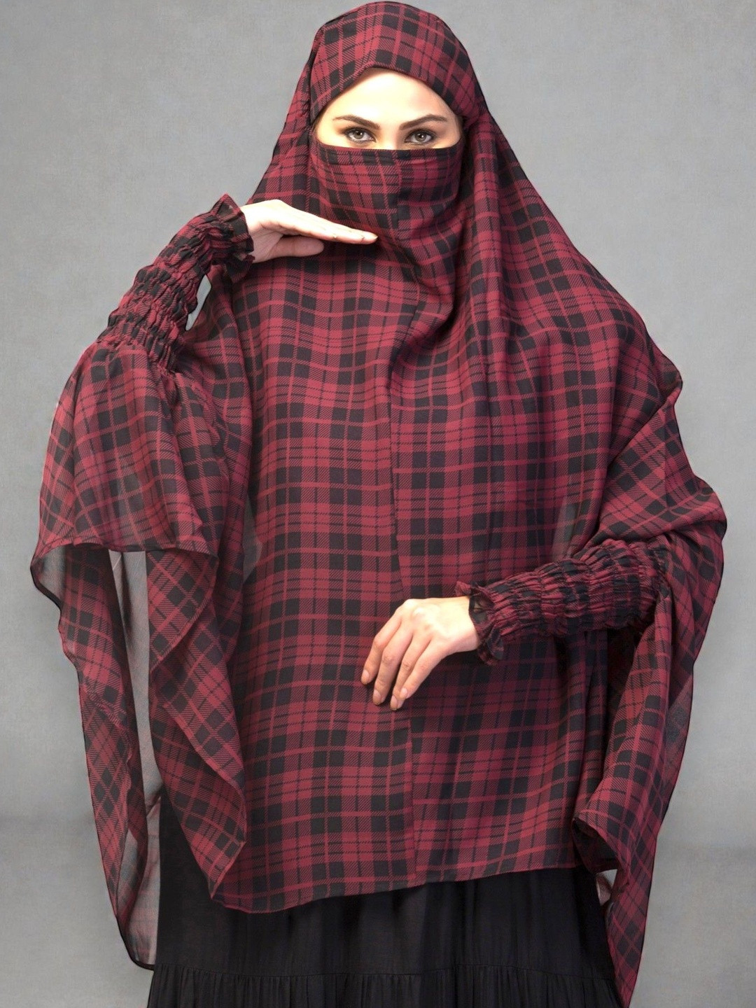 BASHARIYA Printed Hijab With Smocked Cuffs