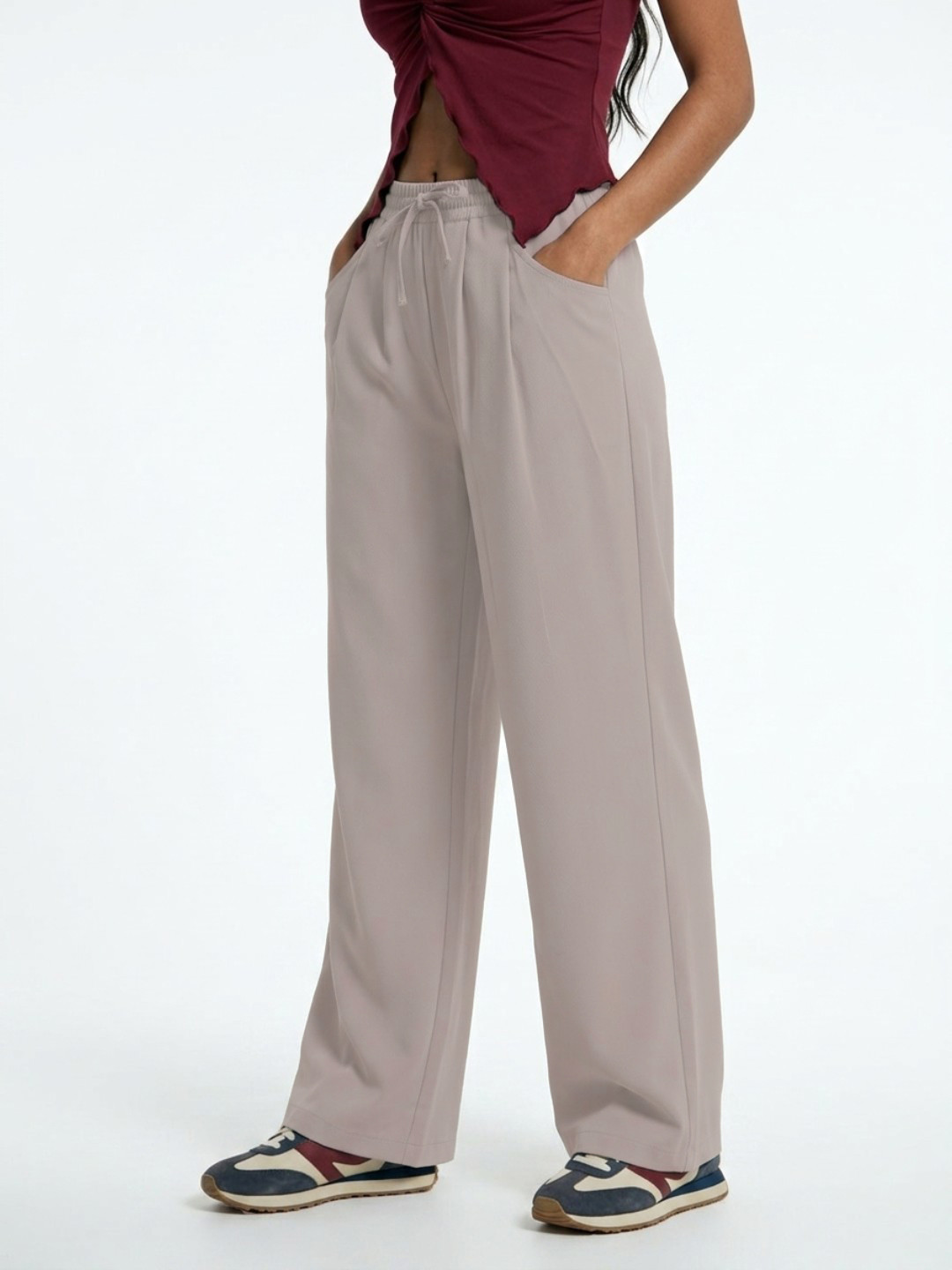 glitchez Women Straight Fit Pleated Trousers