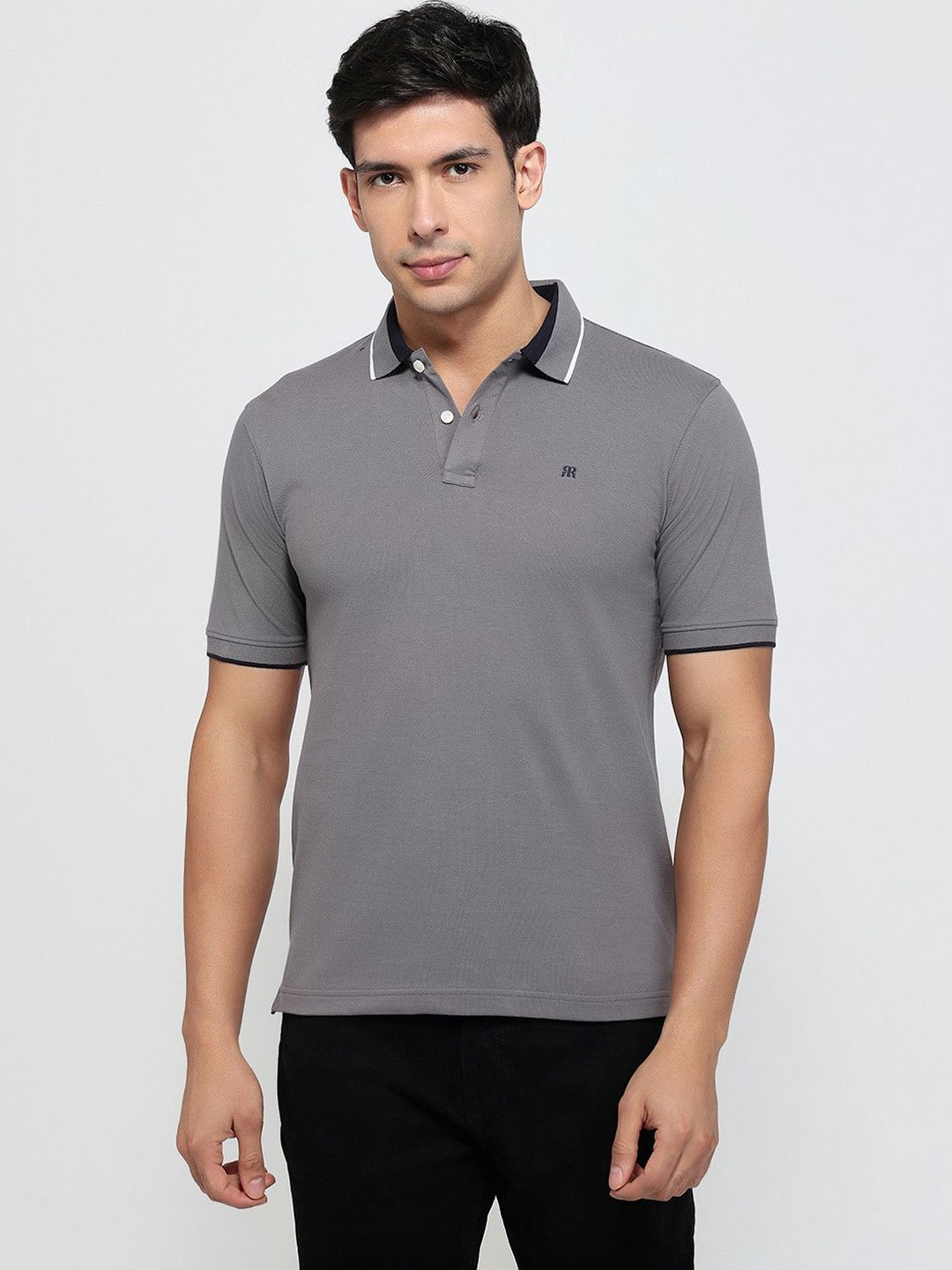 Raymond Men Brand Logo Polo Collar Pure Cotton Pockets Slim Fit T-shirt